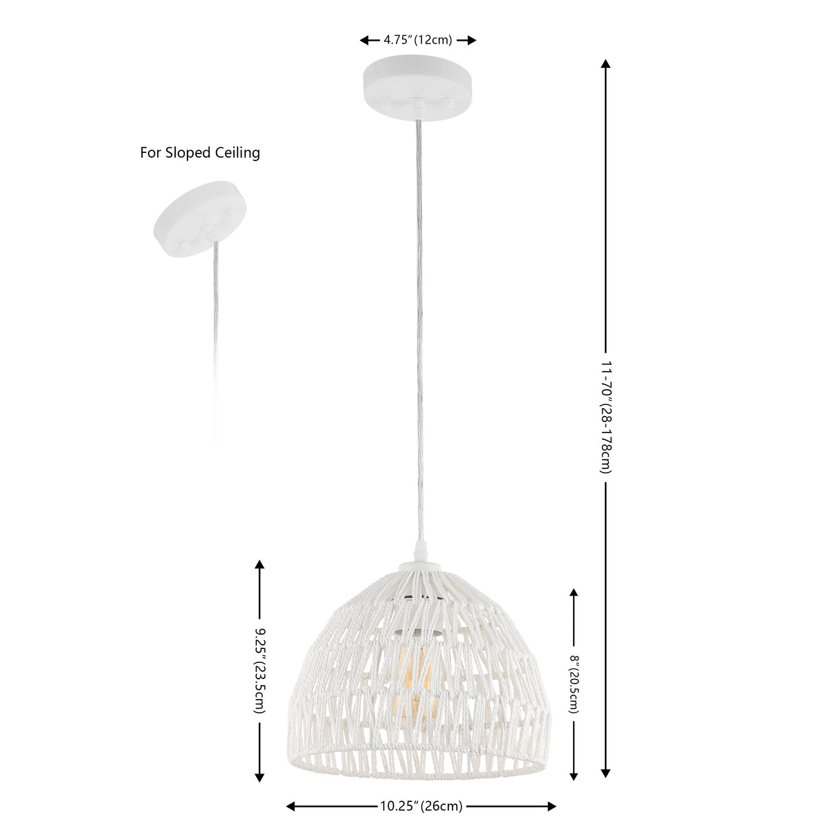 Campana 1-Light Bohemian Modern Woven Rope/Iron LED Pendant