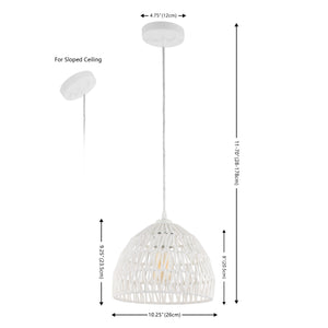 Campana 1-Light Bohemian Modern Woven Rope/Iron LED Pendant