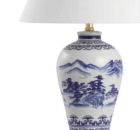Zhou Ceramic/Iron Traditional Cottage LED Table Lamp