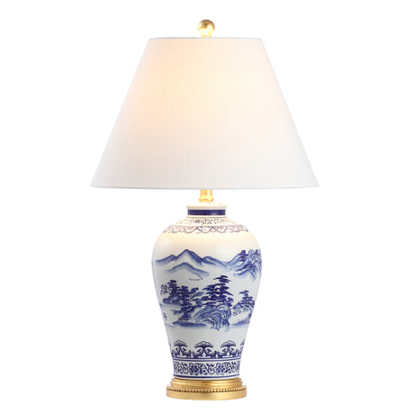 Zhou Ceramic/Iron Traditional Cottage LED Table Lamp