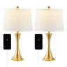 Bennett Modern Glam Iron Hourglass LED Table Lamp with USB Charging Port