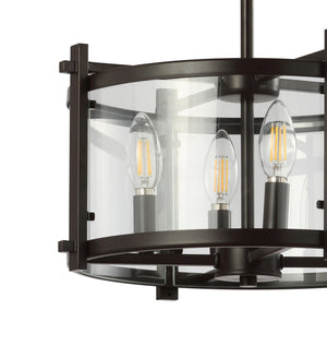 Hampdon Iron/Glass Modern Drum LED Flush Mount