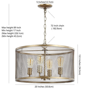 Pen Iron Adjustable Industrial Mesh LED Pendant