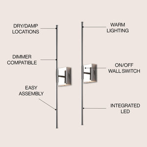 Makena modern minimalist dimmable integrated led metal wall sconce