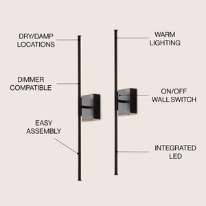 Makena modern minimalist dimmable integrated led metal wall sconce