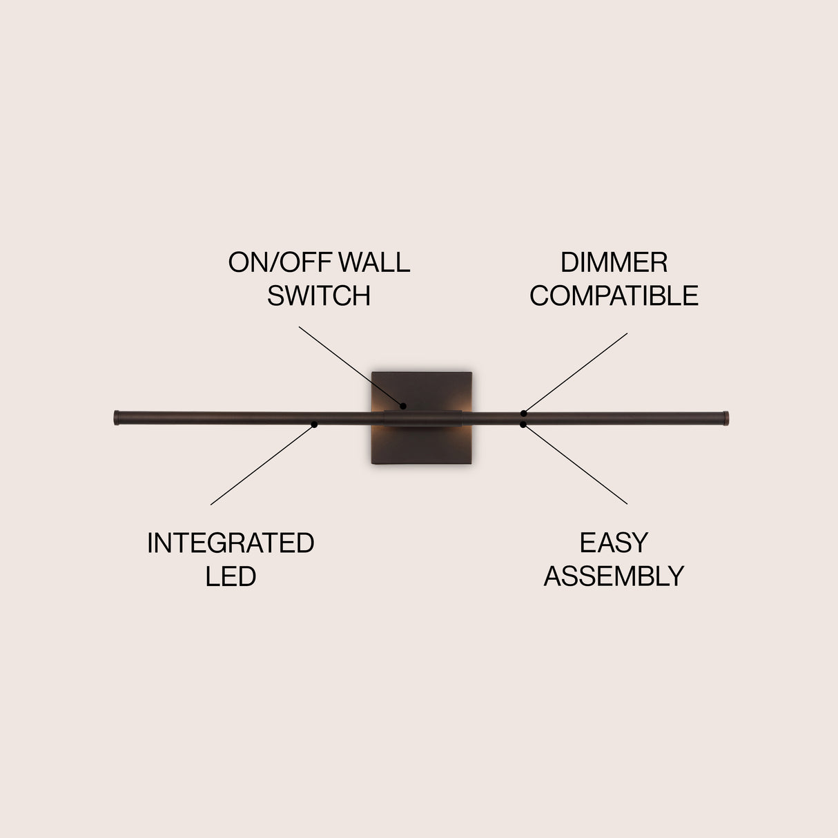 Makena modern minimalist dimmable integrated led metal wall sconce
