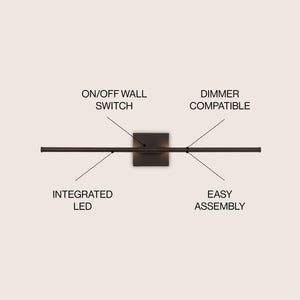 Makena modern minimalist dimmable integrated led metal wall sconce