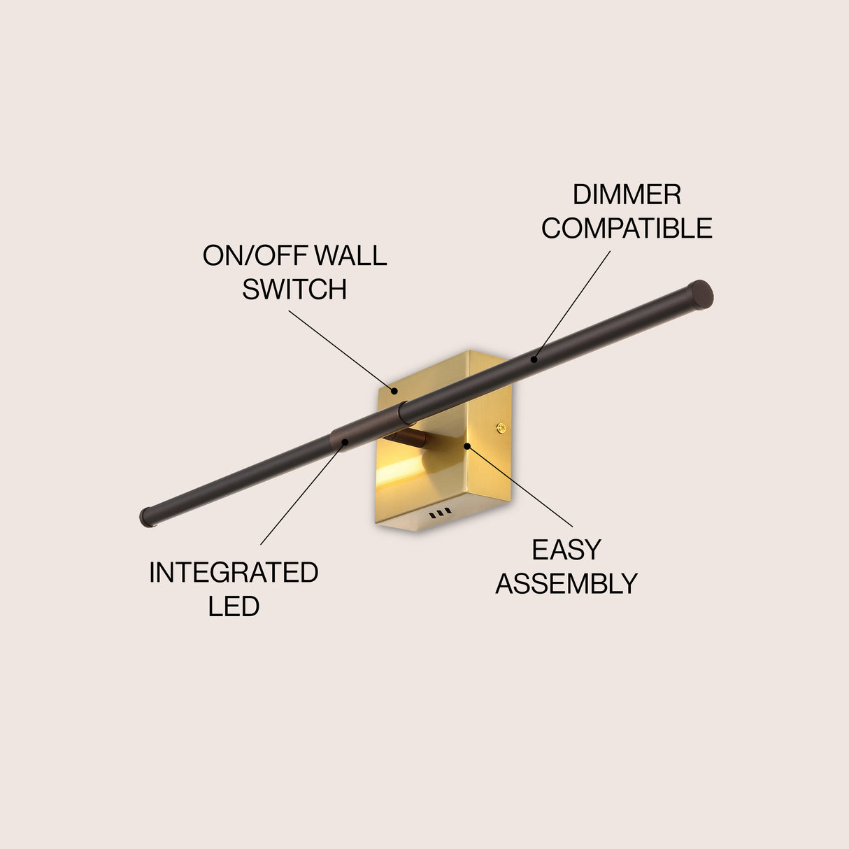 Makena modern minimalist dimmable integrated led metal wall sconce