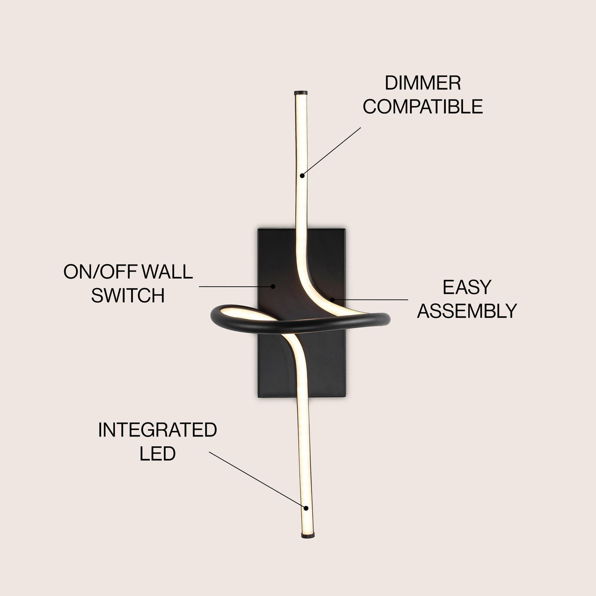 Sketch Minimalist Metal Integrated LED Vanity Light Sconce