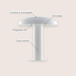 Suillius Contemporary Bohemian Rechargeable/Cordless Iron Integrated Portable LED Mushroom Table Lamp