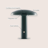 Suillius Contemporary Bohemian Rechargeable/Cordless Iron Integrated Portable LED Mushroom Table Lamp