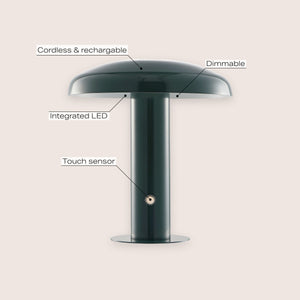 Suillius Contemporary Bohemian Rechargeable/Cordless Iron Integrated Portable LED Mushroom Table Lamp