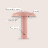 Suillius Contemporary Bohemian Rechargeable/Cordless Iron Dimmable Integrated LED Mushroom Table Lamp