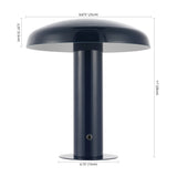 Suillius Contemporary Bohemian Rechargeable/Cordless Iron Dimmable Integrated LED Mushroom Table Lamp