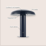 Suillius Contemporary Bohemian Rechargeable/Cordless Iron Dimmable Integrated LED Mushroom Table Lamp