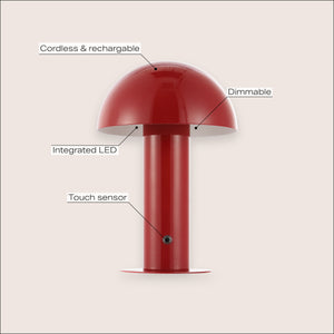 Boletus Contemporary Bohemian Rechargeable/Cordless Iron Dimmable Integrated LED Mushroom Table Lamp