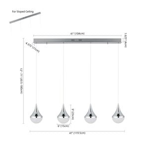 Elena 4-Light Modern Mid-Century Iron/Acrylic Integrated Linear LED Pendant