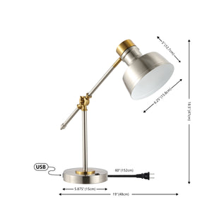 Allegra Classic Farmhouse Adjustable Cantilever LED Task Lamp with USB Charging Port