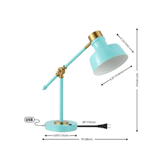 Allegra Classic Farmhouse Adjustable Cantilever LED Task Lamp with USB Charging Port