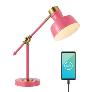 Allegra Classic Farmhouse Adjustable Cantilever LED Task Lamp with USB Charging Port