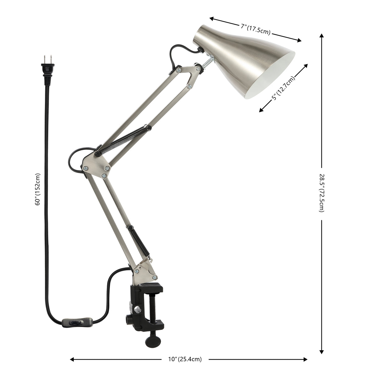 Odile Classic Industrial Adjustable Articulated Clamp-On LED Task Lamp