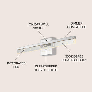 Mario 1-Light Modern Contemporary 360-Degree Rotatable Iron/Seeded Acrylic Integrated LED Vanity Light