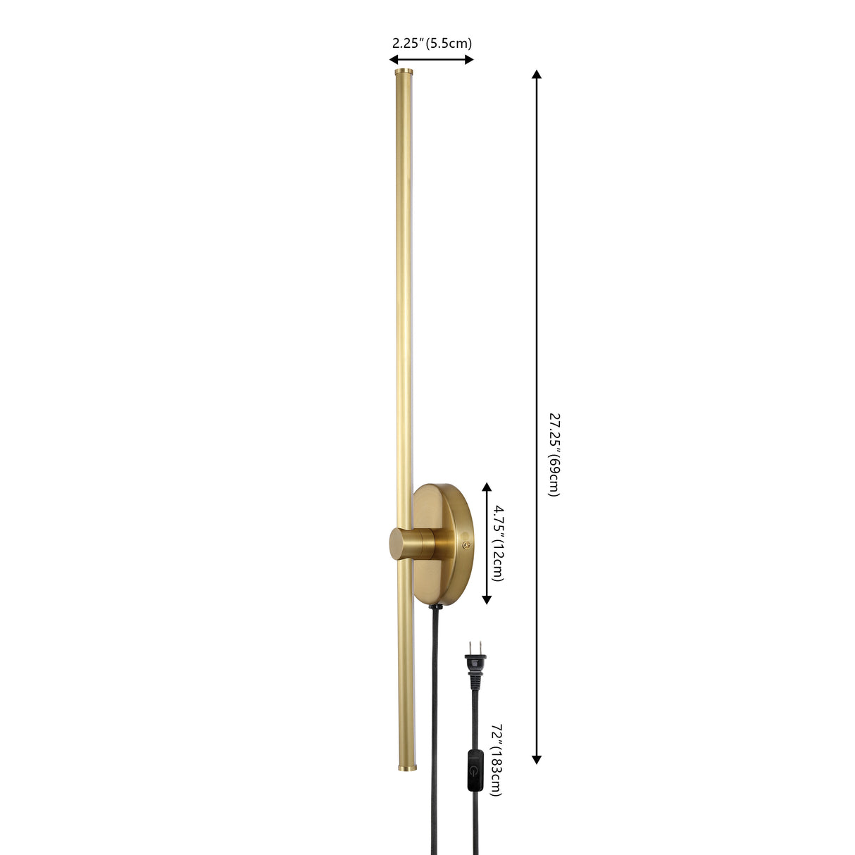 Anton 1-light modern minimalist iron adjustable bar integrated led plug-in sconce