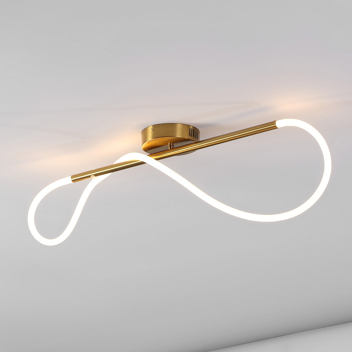 Alessio contemporary minimalist 360 adjustable silicone neon rope dimmable linear integrated led flush mount