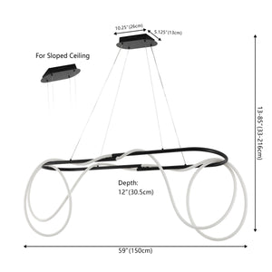 Lisette 360 Adjustable Silicone Rope and Metal Dimmable LED Chandelier