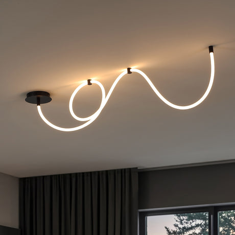 Serafina 360° Adjustable Neon Rope LED Flush Mount, Dimmable & Integrated
