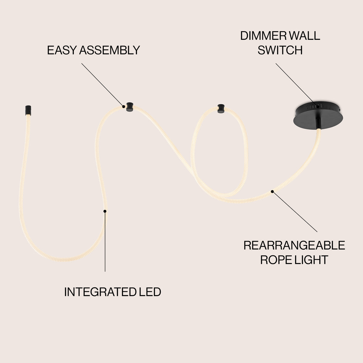Serafina 360° Adjustable Neon Rope LED Flush Mount