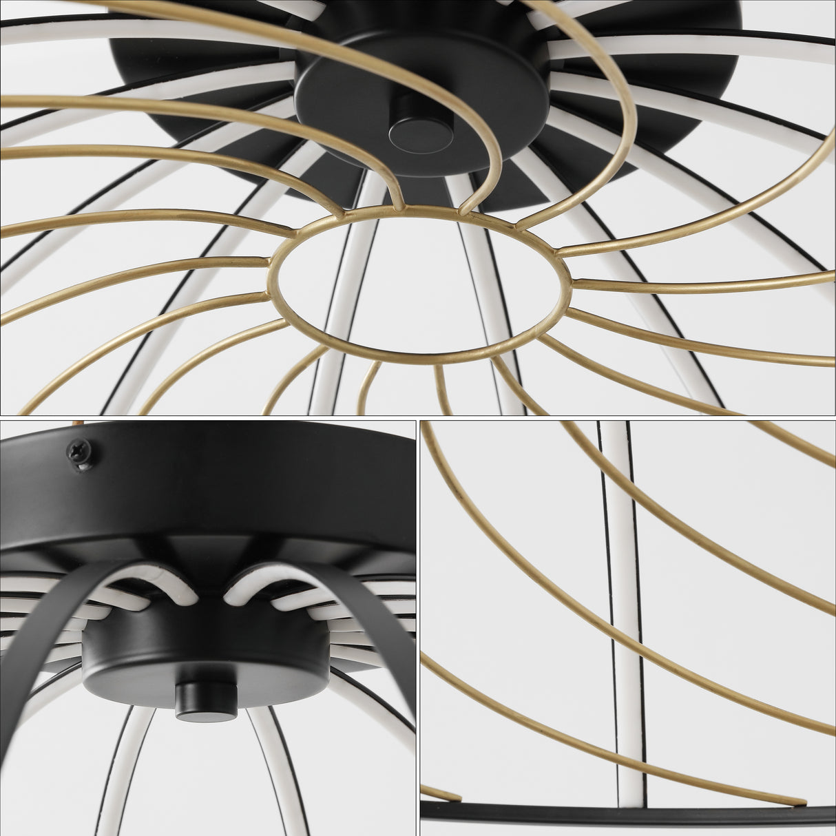 Ambros Industrial Metal Dimmable Stripe Half-Cage LED Flush Mount
