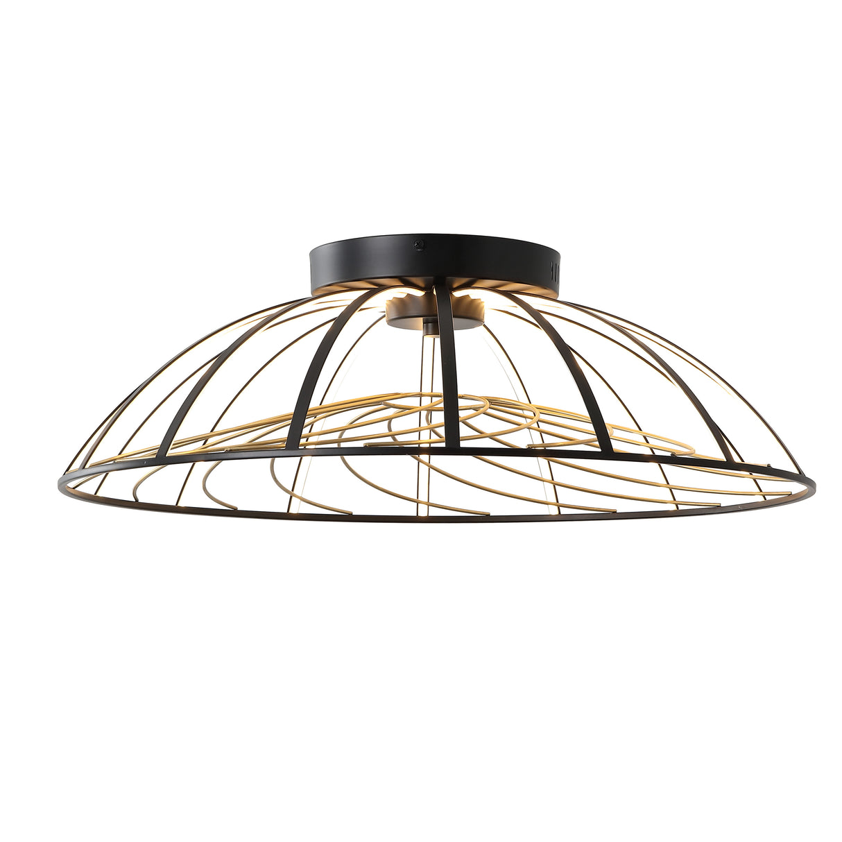 Ambros Industrial Metal Dimmable Stripe Half-Cage LED Flush Mount