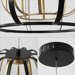 Gigi Modern Glam Metal Adjustable Dimmable Stripe Cage LED Pendant