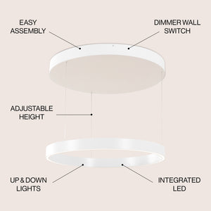 Jense Minimalist Modern Metal Adjustable Dimmable Ring LED Pendant