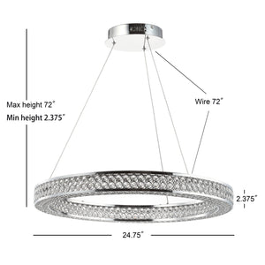 Benton Round Integrated LED Crystal/Metal Pendant