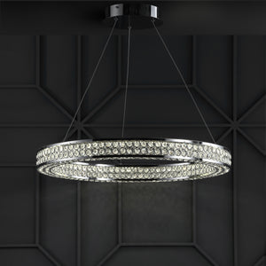 Benton Round Integrated LED Crystal/Metal Pendant