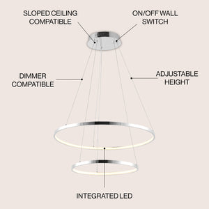 Brice 2-Light Modern Bohemian Iron Integrated LED Pendant