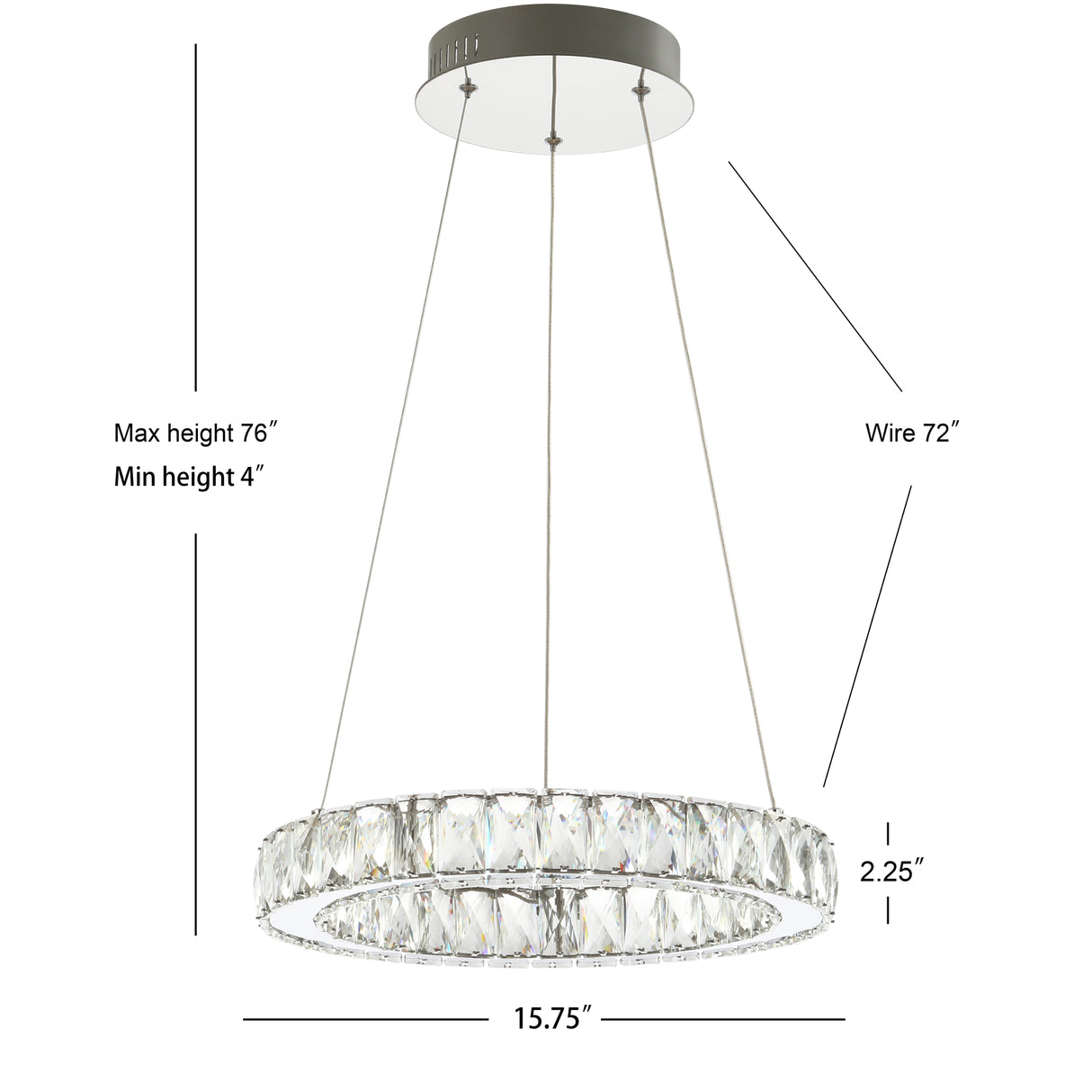 Reese Adjustable Integrated LED Metal/Crystal Pendant Pendant
