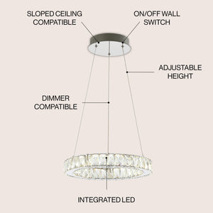 Reese Adjustable Integrated LED Metal/Crystal Pendant Pendant