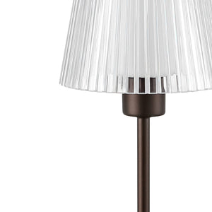 Oscar Modern Industrial Rechargeable/Cordless Iron/Acrylic Integrated Portable LED Table Lamp with Ribbed Shade