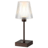 Oscar Modern Industrial Rechargeable/Cordless Iron/Acrylic Integrated Portable LED Table Lamp with Ribbed Shade