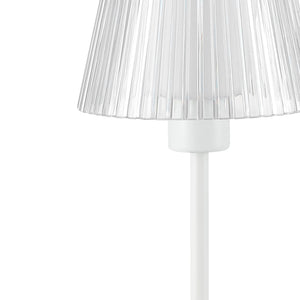 Oscar Modern Industrial Rechargeable/Cordless Iron/Acrylic Integrated Portable LED Table Lamp with Ribbed Shade