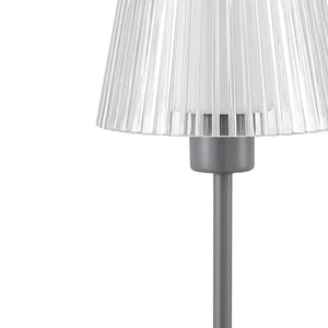 Oscar Modern Industrial Rechargeable/Cordless Iron/Acrylic Integrated Portable LED Table Lamp with Ribbed Shade