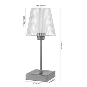 Oscar Modern Industrial Rechargeable/Cordless Iron/Acrylic Integrated Portable LED Table Lamp with Ribbed Shade