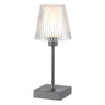 Oscar Modern Industrial Rechargeable/Cordless Iron/Acrylic Integrated Portable LED Table Lamp with Ribbed Shade