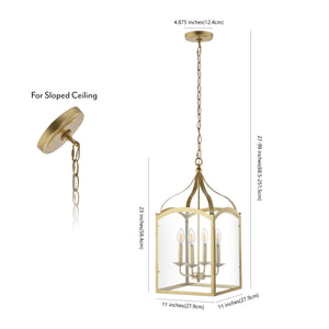 Ruth 4-light Traditional Classic Lantern Metal/Glass LED Pendant