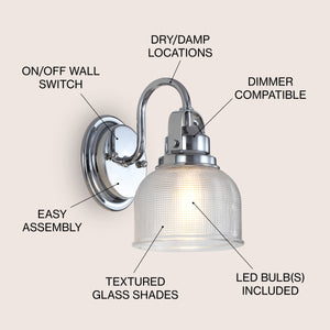 Virginia 1-Light Metal/Glass LED Vanity Light