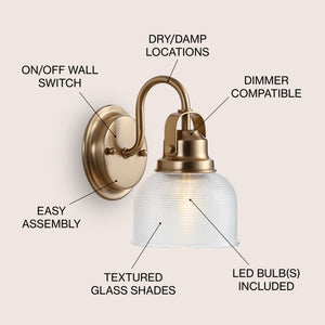 Virginia 1-Light Metal/Glass LED Vanity Light