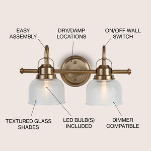 Virginia 2-Light Metal/Glass LED Vanity Light
